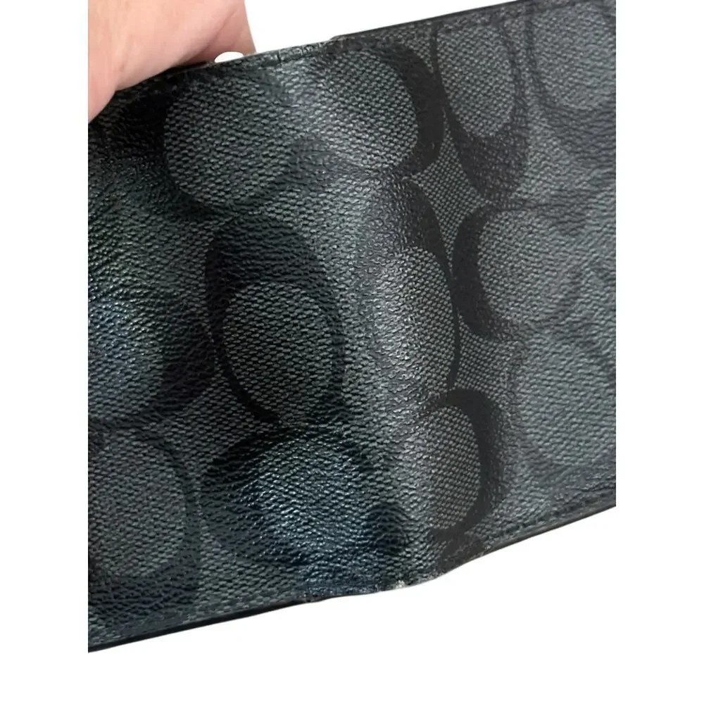 Coach Men's F75006 Charcoal Black Coin Case Signature Wallet